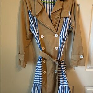 Striped Trench Coat with Belt
